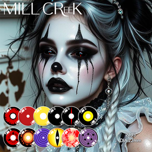 MILL CREEK Hot Selling Soft Crazy 22mm Big-Sized Black Sclera Contact Lenses for Halloween Cosplay Party